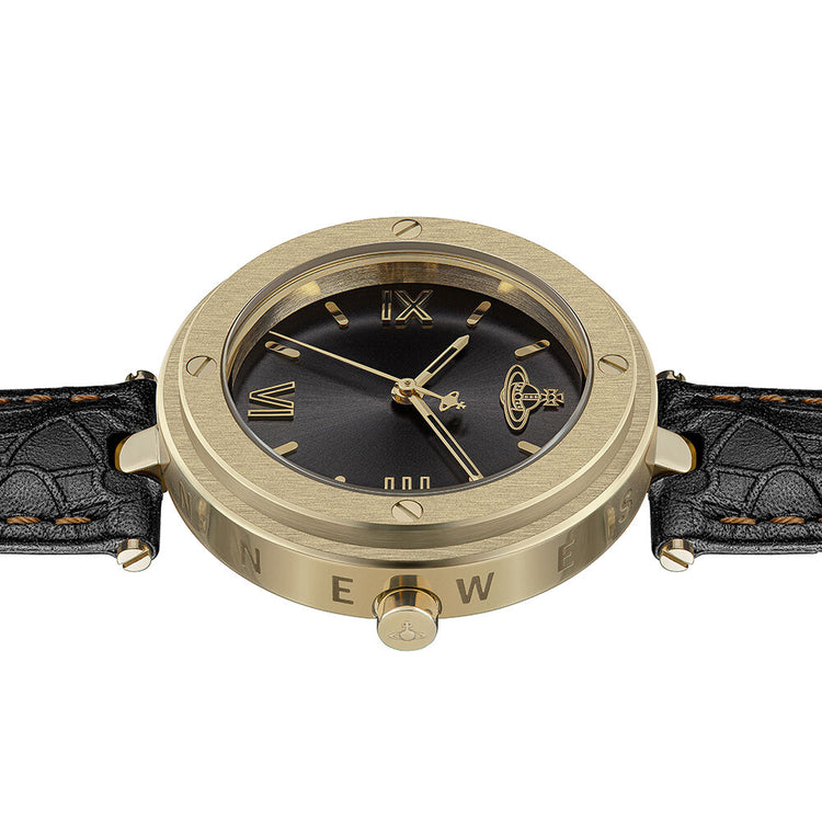 Vivienne Westwood | Whitehall Gold 34mm dial black leather | VV287BKBK