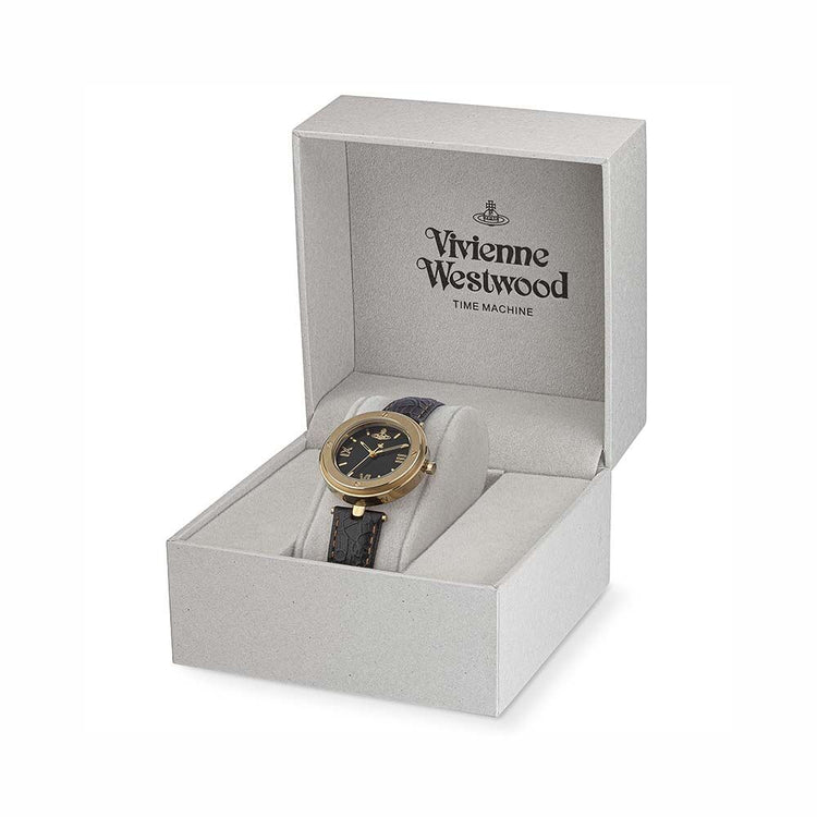 Vivienne Westwood | Whitehall Gold 34mm dial black leather | VV287BKBK
