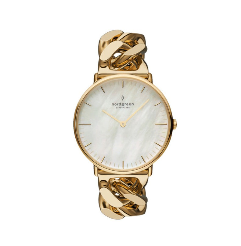 Nordgreen | Native rose gold mother of pearl 28mm dial chain | NR28RGCHROMP