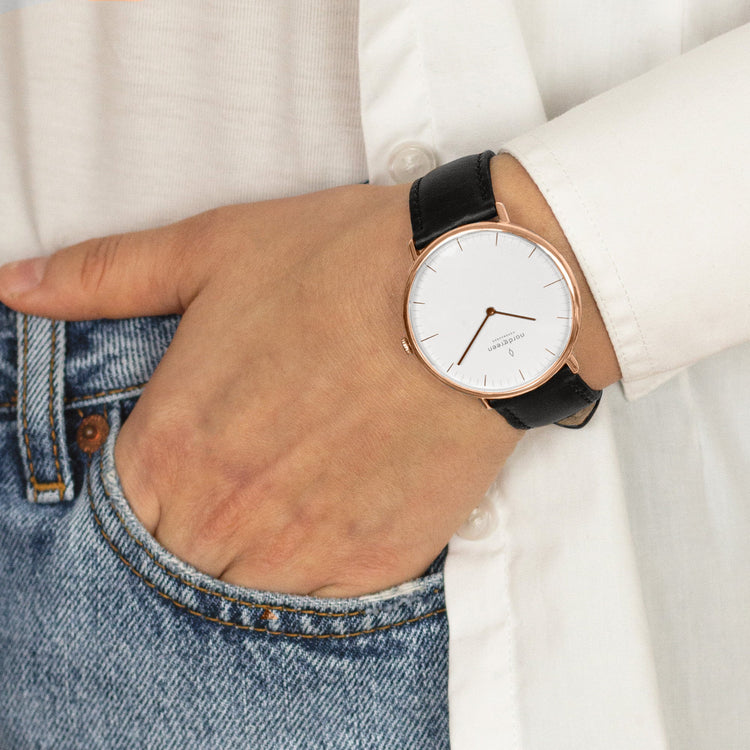 Nordgreen | Native Rose gold white 28mm dial brown leather | NR28RGLEBRXX
