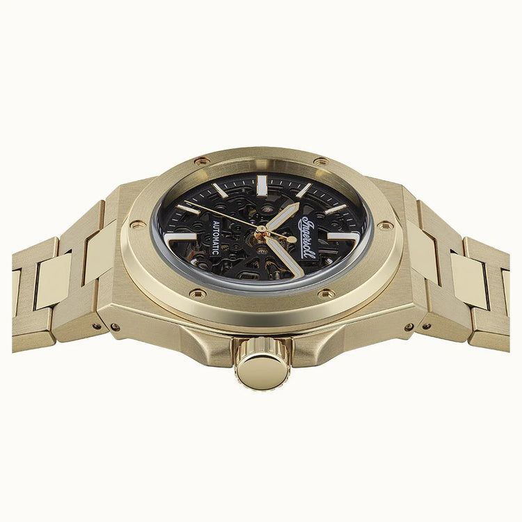 Ingersoll | Baller Automatic black 45mm skeleton dial gold | I15001