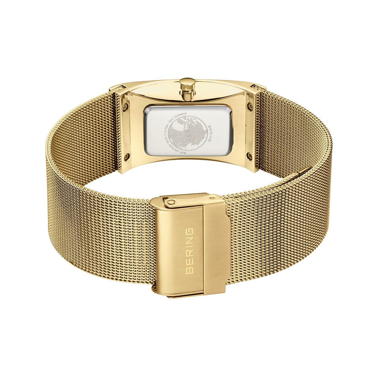 Bering | Classic 38mm polished gold white dial mesh strap | 10222-331-S