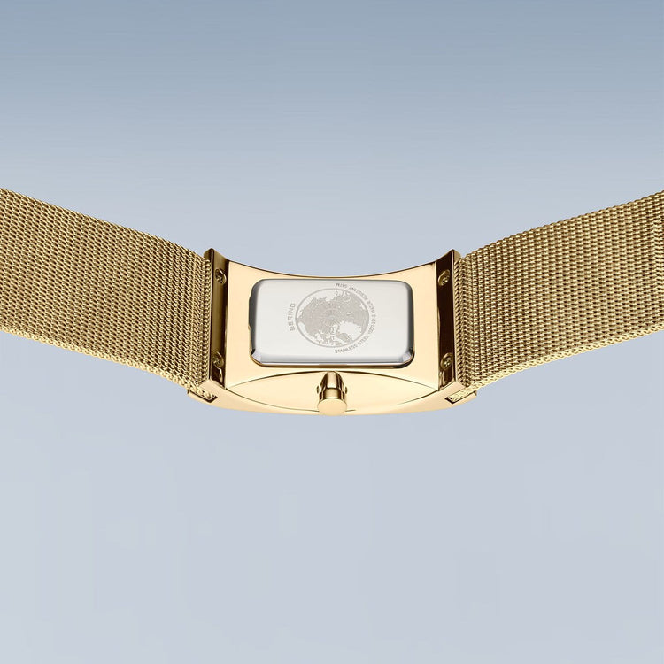 Bering | Classic 38mm polished gold white dial mesh strap | 10222-331-S