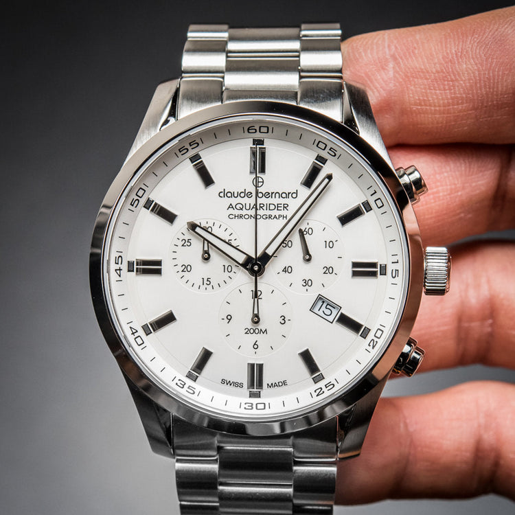 Claude Bernard | Aquarider stainless steel chronograph 44mm silver dial | 10222 3M AIN