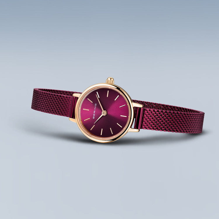 Bering | Classic rose gold and purple 22mm dial milanese | 11022-969