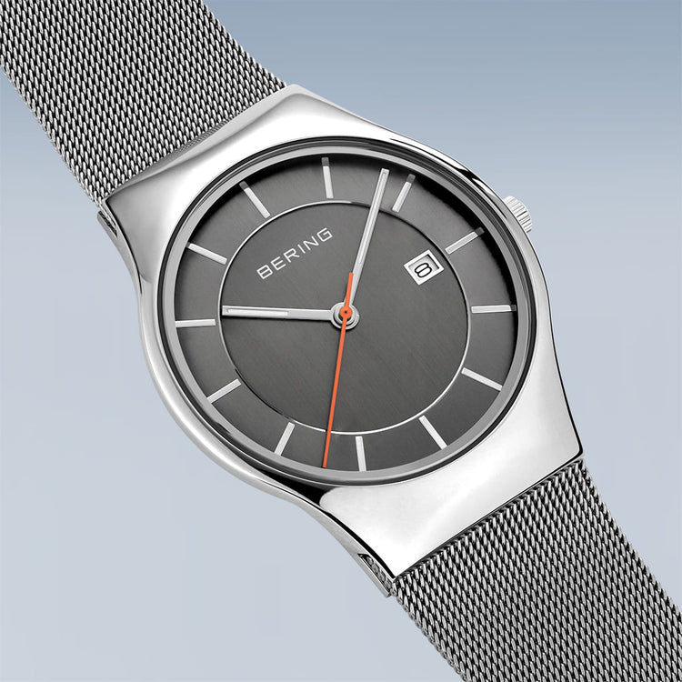Bering | Classic polished silver mesh watch | 11938-007