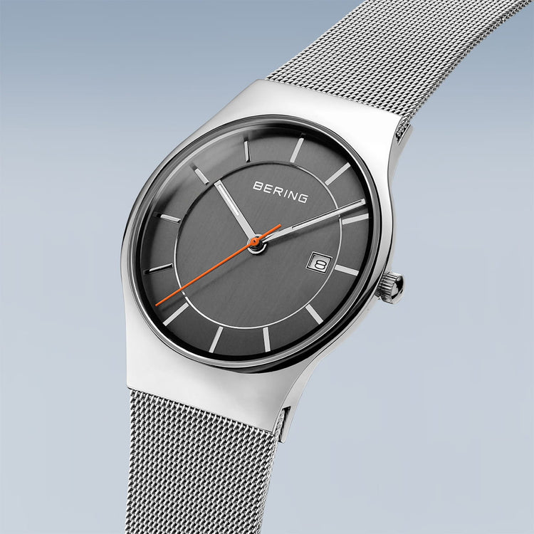 Bering | Classic polished silver mesh watch | 11938-007