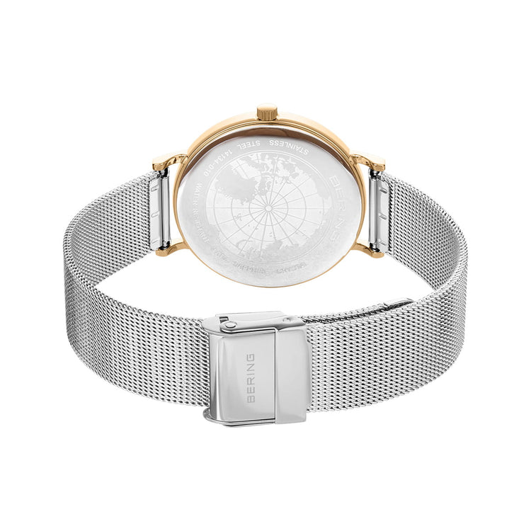 Bering | Classic polished gold sase and silver strap 34mm | 14134-010