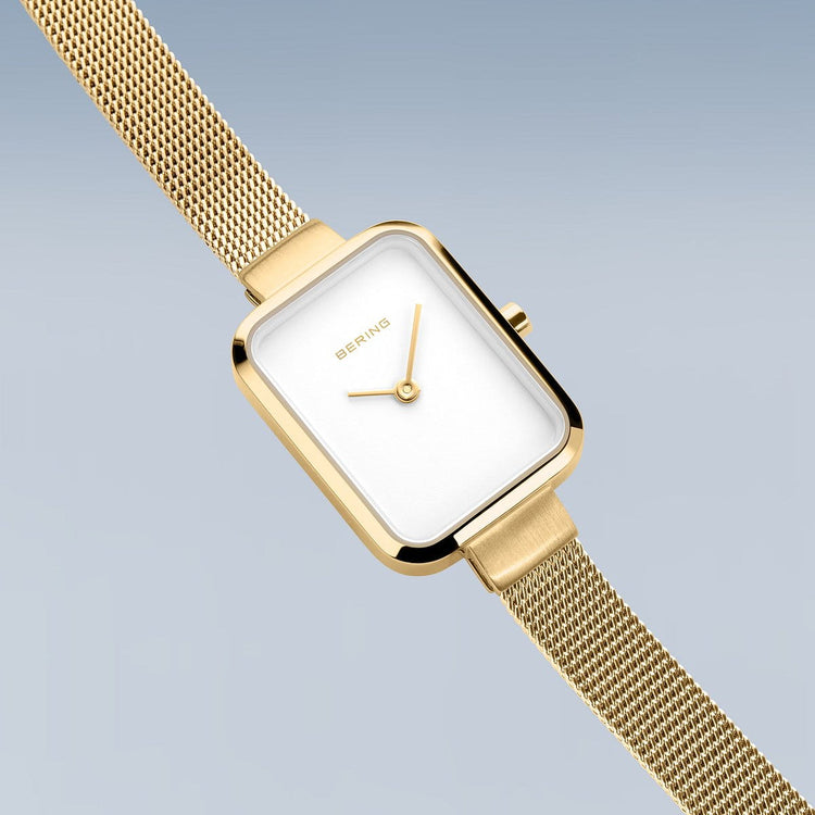 Bering | Classic Silver brushed and polished and gold 20mm silver square dial | 14520-334