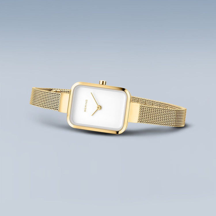 Bering | Classic Silver brushed and polished and gold 20mm silver square dial | 14520-334