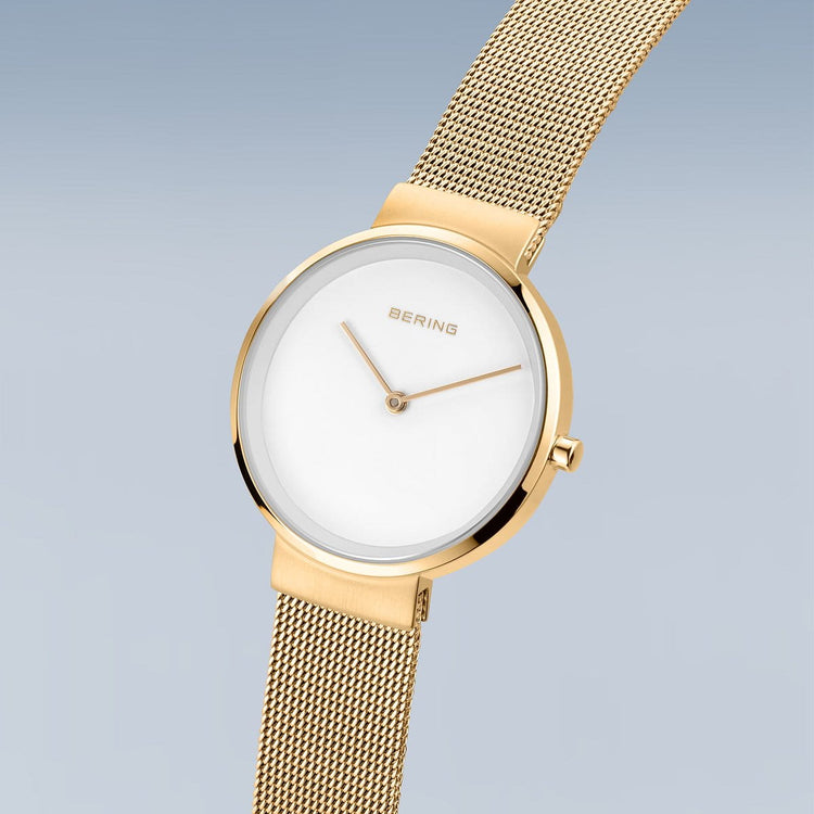 Bering | Classic gold and white 31mm dial milanese | 14531-334