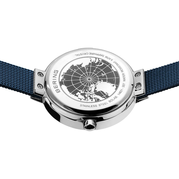 Bering | Solar silver and blue 31mm dial milanese | 14631-307