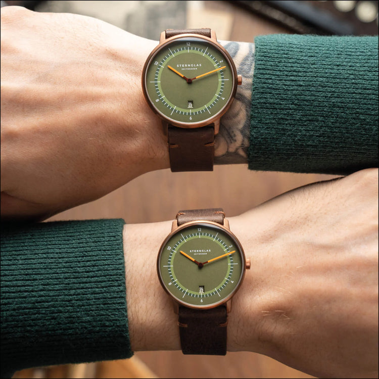 Sternglas | Naos Edition 1905 38mm green dial bronze leather band | S01-NAT35-VI17