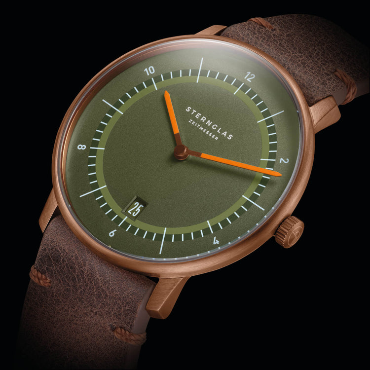 Sternglas | Naos Edition 1905 38mm green dial bronze leather band | S01-NAT35-VI17