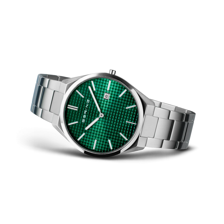 Bering | Ultra Slim green 40mm dial and stainless steel links | 17240-708