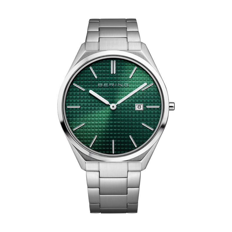 Bering | Ultra Slim green 40mm dial and stainless steel links | 17240-708