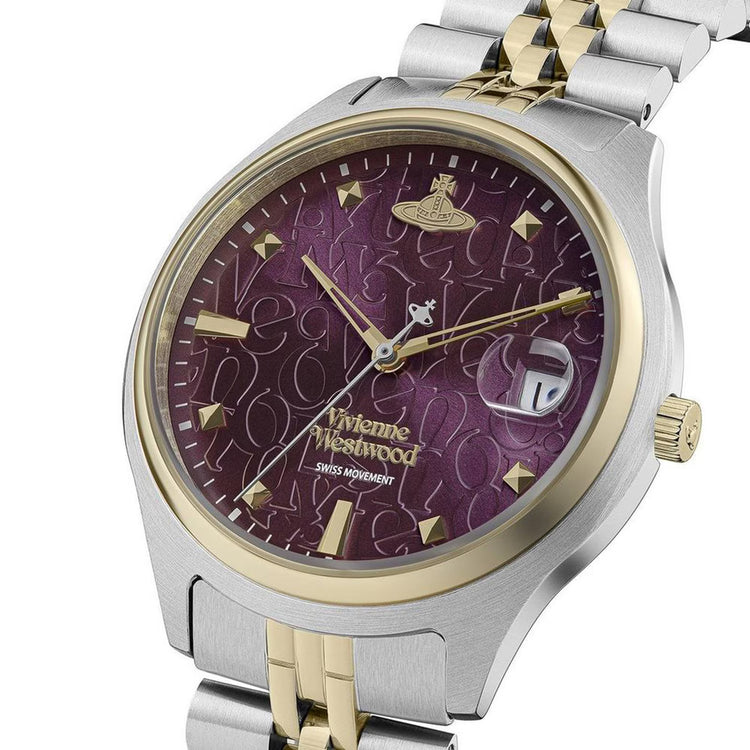 Vivienne Westwood | Camberwell purple 37mm dial two tone link | VV261BYSG