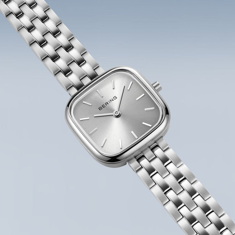 Bering | Classic 26mm square silver case metal strap | 17926-704
