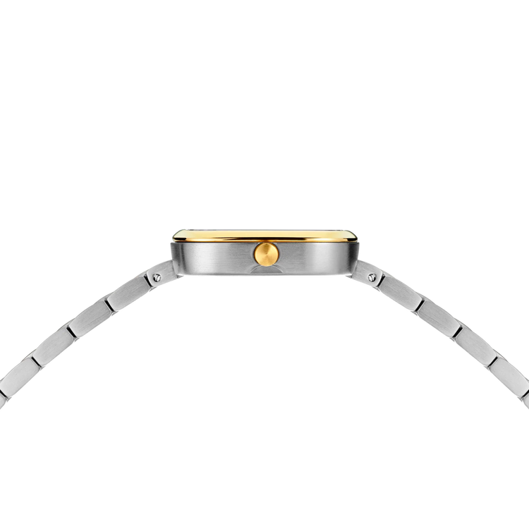 Bering | Classic square gold and silver 26mm dial two tone link strap | 17926-714