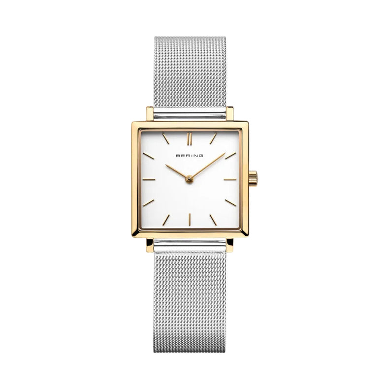 Bering | Classic Polished gold case 26mm dial and silver milanese band | 18226-010