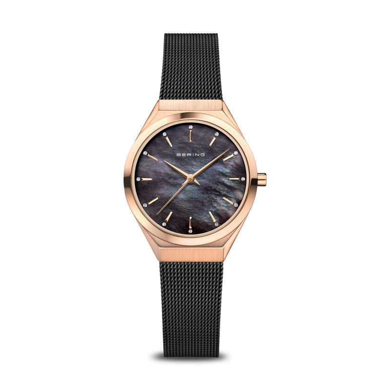 Bering | Ultra slim mother of pearl 29mm dial black mesh | 18729-166