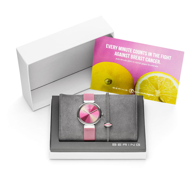 Bering | Aurora Borealis gift set pink 31mm dial milanese with matching bracelet | 19031-999-GWP