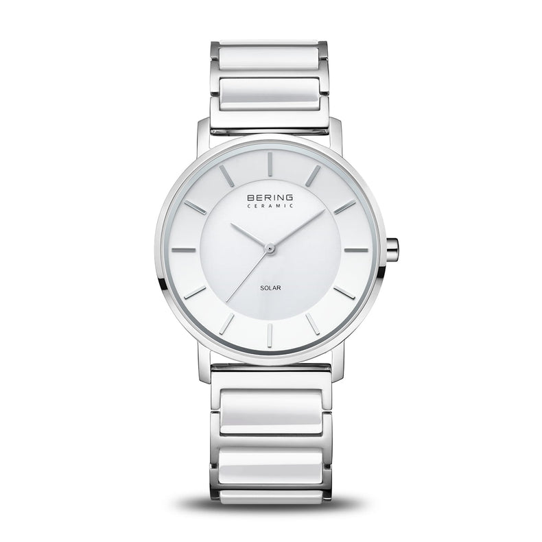 Bering | Solar white 35mm dial ceramic strap | 19535-754