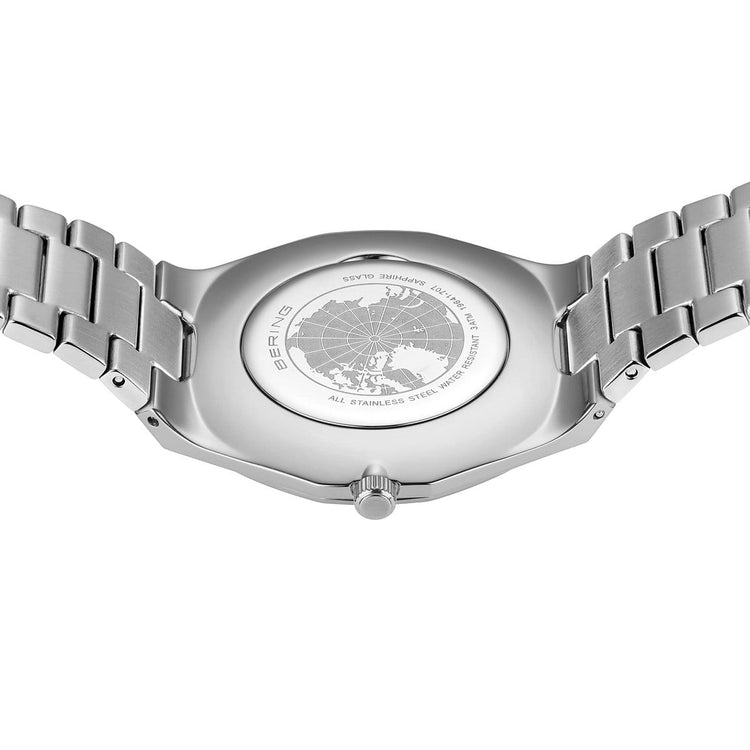 Bering | Classic polished silver 41mm blue dial links strap | 19641-707