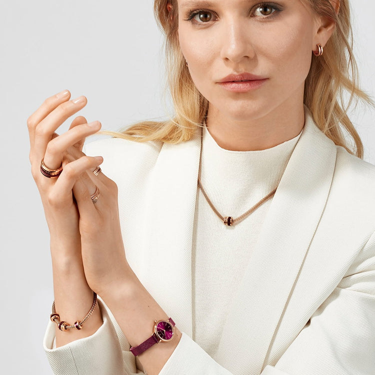 Bering | Classic rose gold and purple 22mm dial milanese | 11022-969