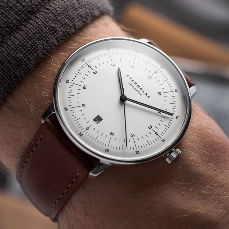Sternglas | Modena 20 brown leather and silver watch band | S03-MO02