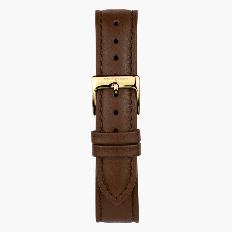 Nordgreen | Native gold white 32mm dial brown leather | NR32GOLEBRXX