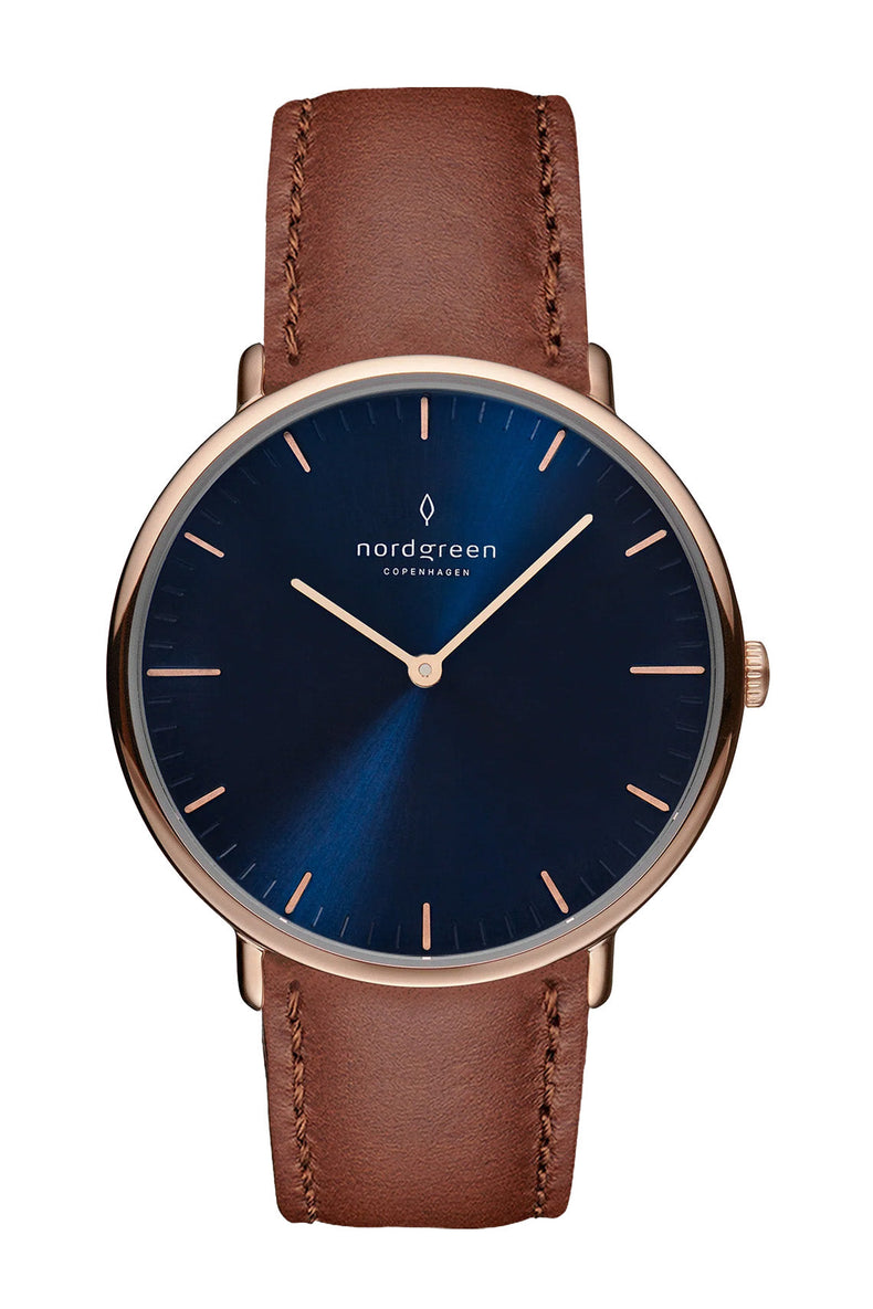 Nordgreen | Native rose gold 36mm dial brown leather | NR36RGLEBRNA
