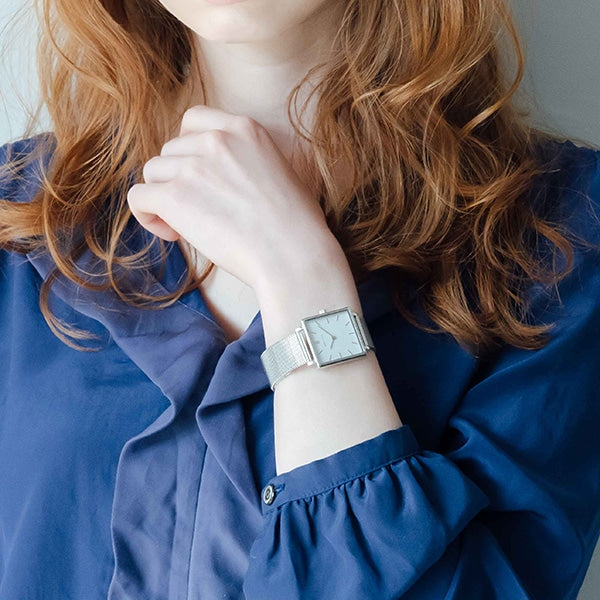 Bering | Classic Silver square white 26mm dial silver milanese | 18226-004