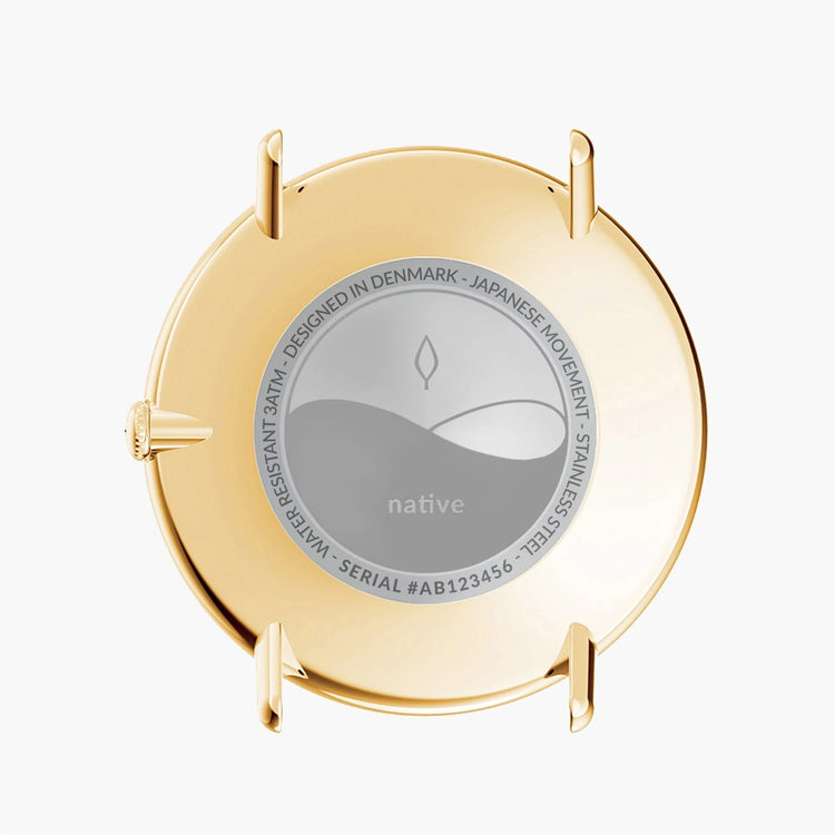 Nordgreen | Native gold 36mm navy blue dial gold 3 link strap | NR36GO3LGONA