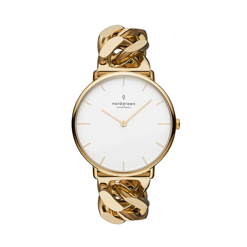 Nordgreen | Native gold 32mm dial gold chain link | NR32GOCHGOXX