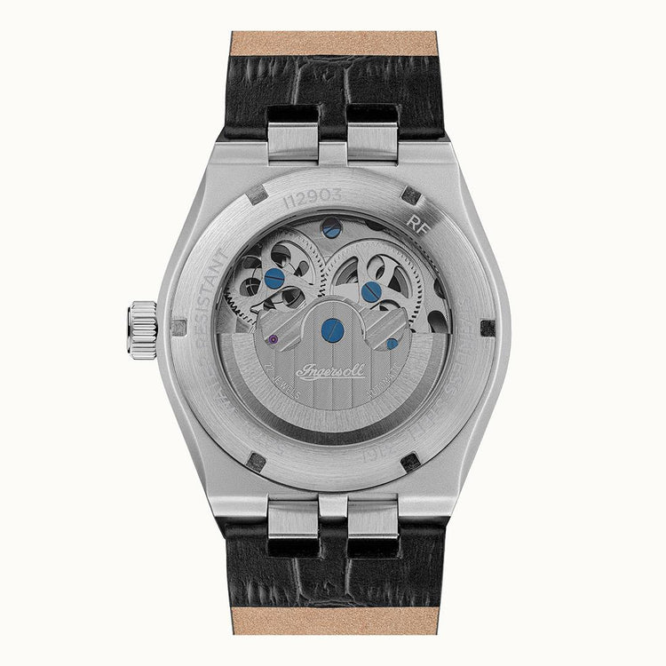 Ingersoll | Broadway Automatic silver 43mm dial black leather | I12903