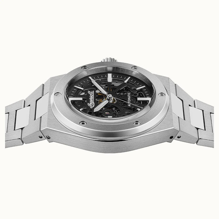 Ingersoll | Baller Automatic black 45mm skeleton dial silver | I15002