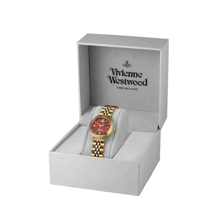 Vivienne Westwood | Camberwell red 37 mm dial gold link | VV311RBGD