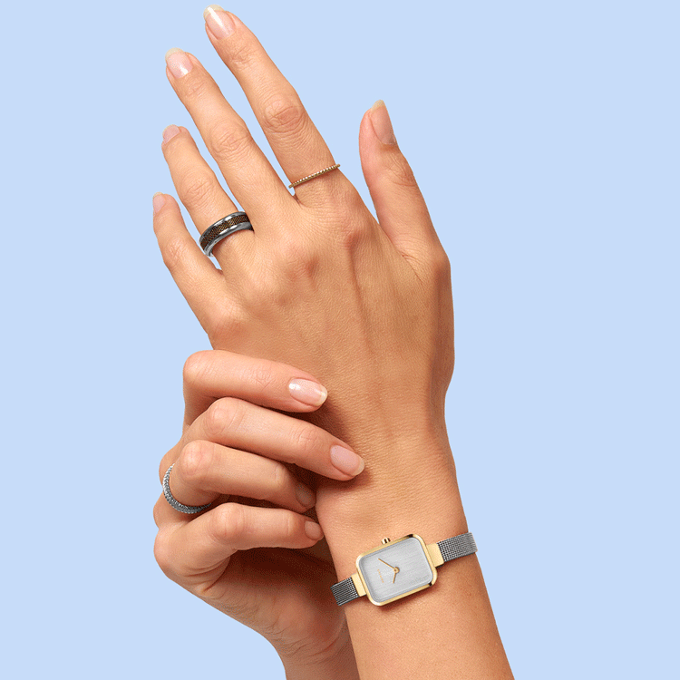 Bering | Classic Silver brushed and polished and gold 20mm silver square dial | 14520-010