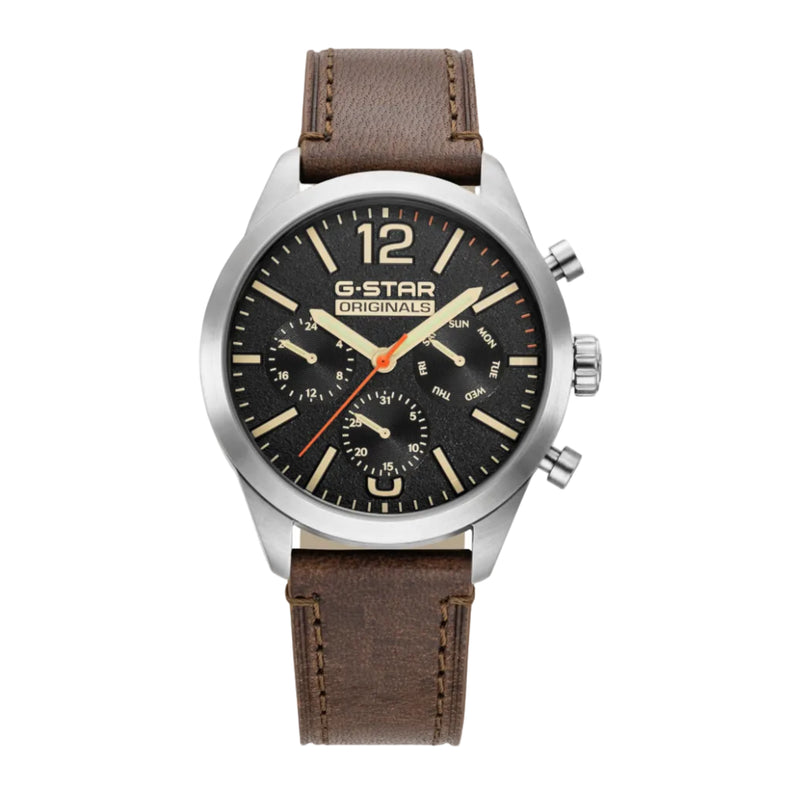 G-STAR | Originals Multifunction silver 42mm dial leather band | GSW.504.01