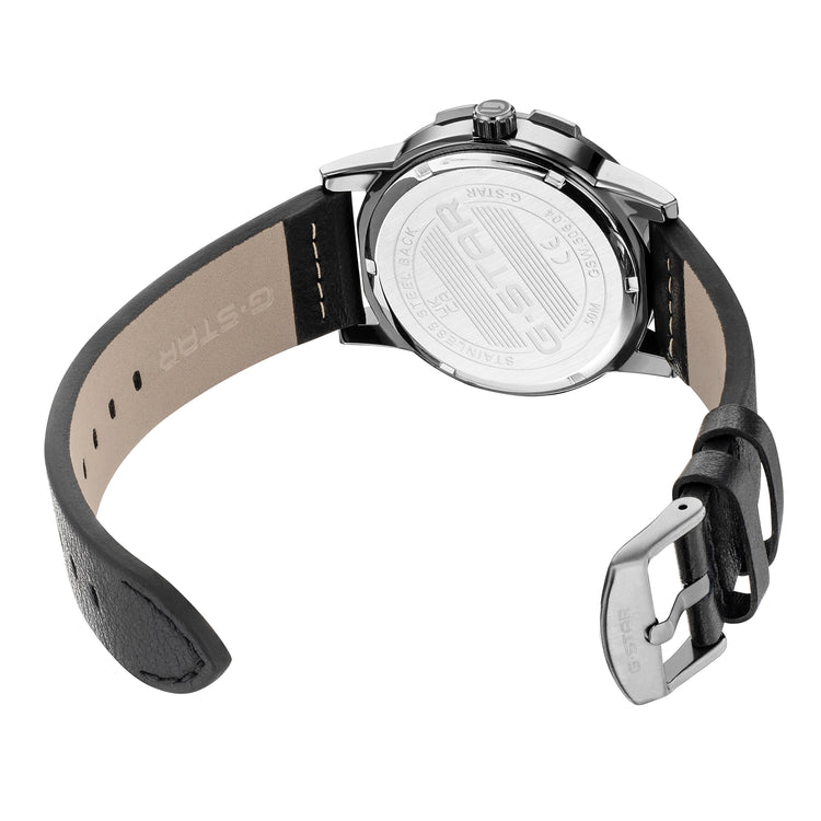 G-STAR | Constructed Bold gun metal with green 43mm dial black leather | GSW.506.04