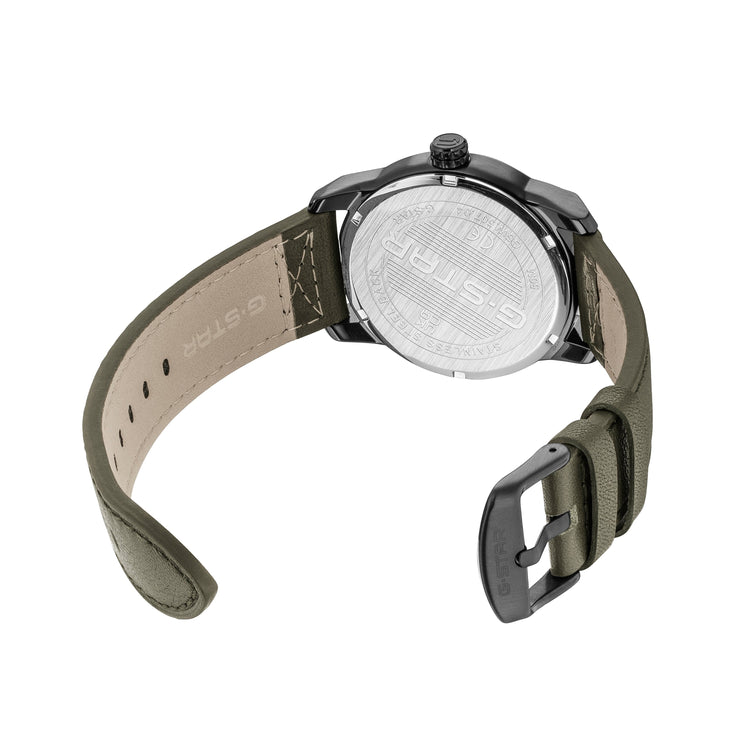 G-STAR | Selvedge Utility-Inspired olive 42mm dial black leather | GSW.507.04