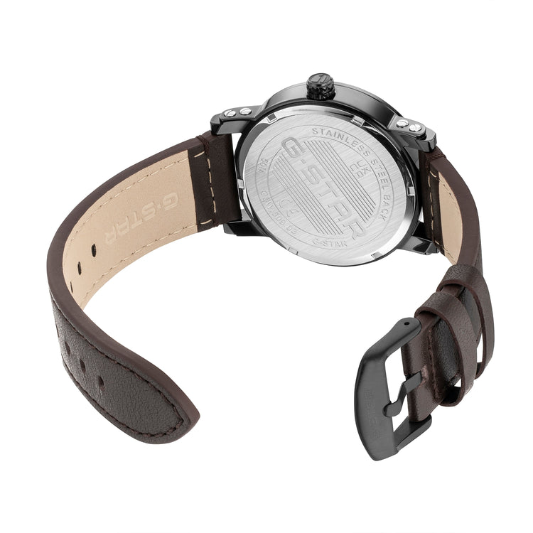 G-STAR | Rovic Multifunction black 42 mm dial brown leather | GSW.509.03