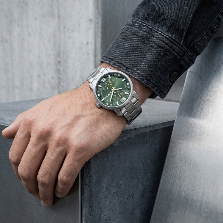 G-STAR | Rovic Multifunction green 42 mm dial silver links | GSW.509.06