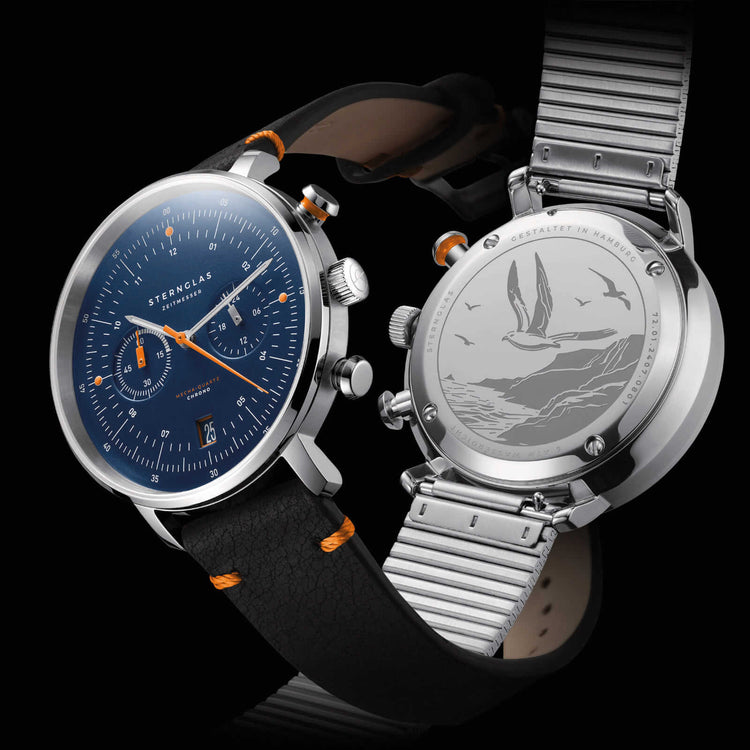 Sternglas | Hamburg chrono blue 42mm dial brown leather band | S01-HC06-VI11