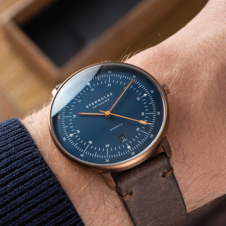 Sternglas | Hamburg Automatik bronze 42mm dial brown leather band | S02-HH27-VI17