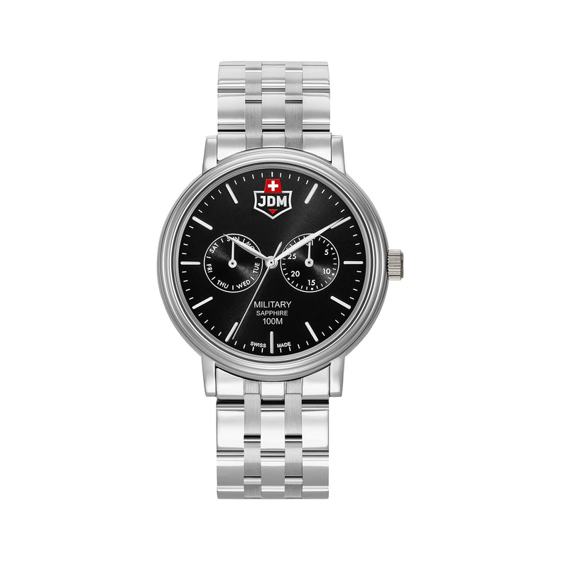 JDM Military | Echo black 41mm dial silver link | JDM-WG003-04