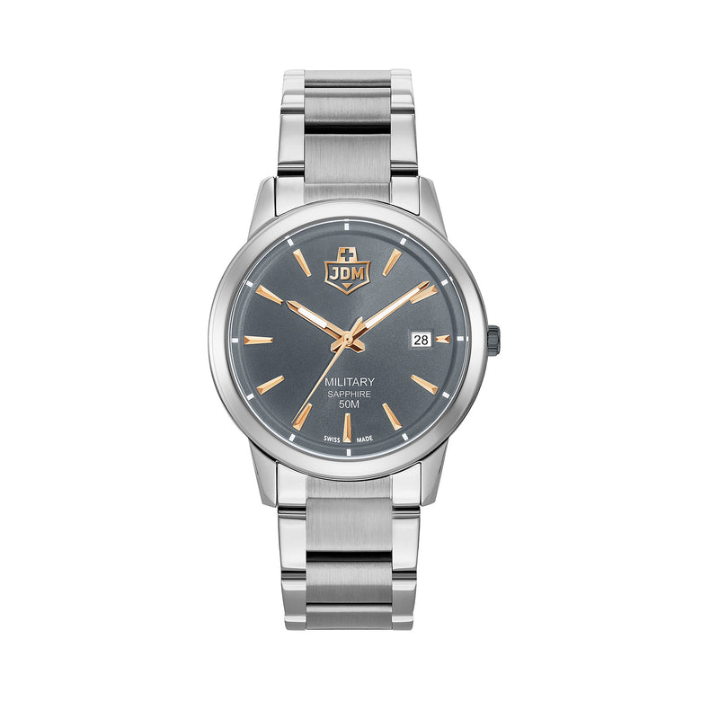 JDM Military | Bravo II grey 39mm dial silver link | JDM-WG007-04