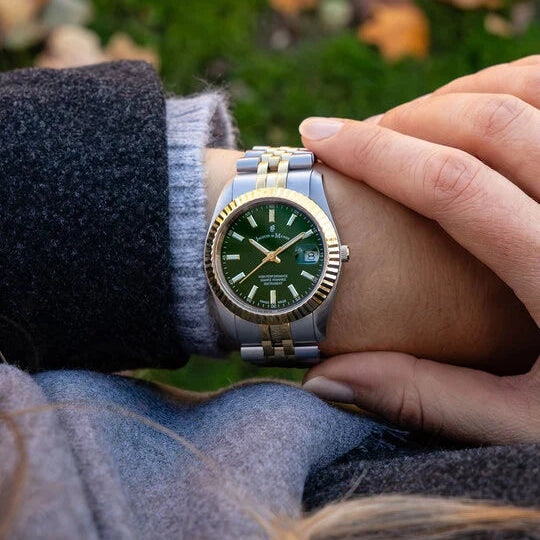 Jacques Du Manoir | Inspiration Business green 40mm dial two tone bracelet | JWN01703