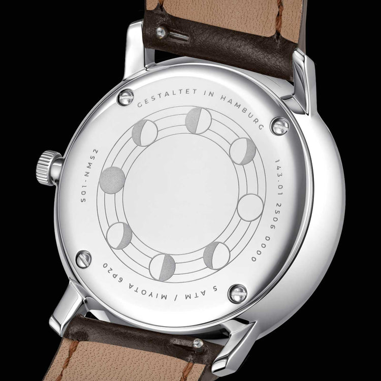 Sternglas | Naos Moonphase blue 38mm dial black leather band | S01-NM52-BR02